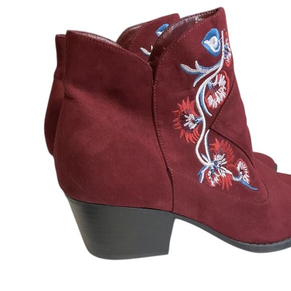 Carlos by Carlos Santana Western Ankle Boots Women's 10M Red Burgundy Floral - Picture 10 of 13